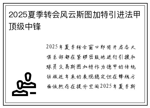 2025夏季转会风云斯图加特引进法甲顶级中锋